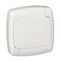 Розетка 1-м СП Рондо 16А IP44 250В с защ. крышкой защ. шторки с заземл. бел. SchE RS16-126B-BI