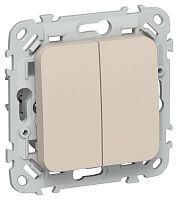 Выключатель 2-кл. СП FLITE ВС12-1-0-ФлЛ 10А механизм льняной IEK FI-V20-0-10-1-K88
