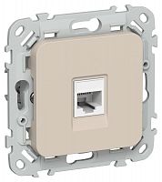Розетка компьютерная СП FLITE РК5е-1-0-ФлЛ RJ45 кат.5E UTP механизм льняной IEK FI-K12-1-K88