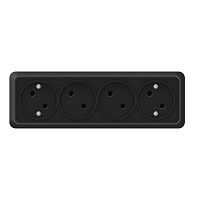 Розетка 4-м ОП Олимп 16А IP20 без заземл. черн. Universal 2219