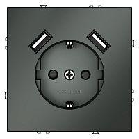 Розетка 1-м СП S70 16А с USB A+A с заземл. защ. шторки механизм титан Voltum VLS040406
