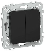 Выключатель проходной 2-кл. СП FLITE ВС62-1-0-ФлЧ 10А механизм черн. IEK FI-V22-0-10-1-K02