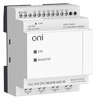 Модуль ЦПУ ПЛК 410 4 DI 4 UI (0-10 В/DI) 4 RO 12В-24В DC или 24В AC с Ethernet портом без экрана ONI PLC-410-CPU-08U04R-0AD-00
