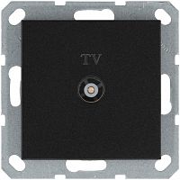 Розетка телевизионная проходная TV Ф9.5мм механизм антрацит Jasmart G6002B