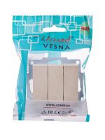 Механизм выключателя3-кл. СП VESNA кремов. LEZARD 742-0388-109