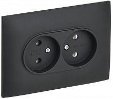 Розетка 2-м SKANDY 10А без заземл. без защ. шторок в сборе SK-R10G графит IEK SK-R20-10-K53-F