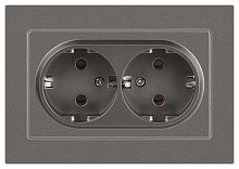 Розетка Accent 6-205-09 двойн. 2X2P+E Schuko 16А-250В IP20 СУ AL/CU титан Intro Б0063500