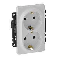 Механизм розетки 2-м СП Valena Life 16А IP20 250В 2х2К+З с лиц. панелью безвинт. зажимы бел. Leg 753127
