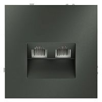 Розетка компьютерная 2-м СП S70 RJ45 + RJ45 кат.6 механизм титан Voltum VLS060206
