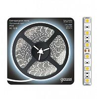 Лента светодиодная Black 5050/60-SMD 14.4Вт 12В DC хол. бел. (блистер 5м) Gauss 312000314