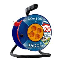 Удлинитель на катушке 4х20м с заземл. 16А IP20 3.5кВт ПВС 3х1.5 DOMTOK 2449