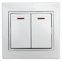 Выключатель 2-кл. СП Plano 10А IP20 1-105-01 250В с подсветкой бел. Intro Б0027603