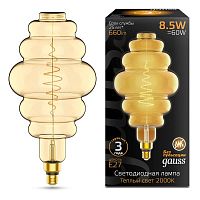 Лампа светодиодная филаментная Black Filament 8.5Вт Honeycomb золотая 2000К тепл. бел. E27 660лм GAUSS 161802105
