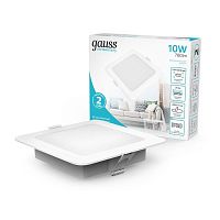 Светильник светодиодный Elementary Downlight 10Вт 4000К 780лм 170-260В IP20 120х26 квадрат монтаж бел. GAUSS 998420209