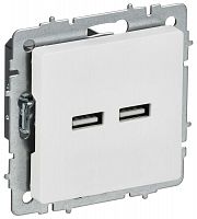 Розетка BRITE РЮ10-1-БрАБ USB A+A 3.1А механизм арктич. бел. IEK BR-U21-D31-K91