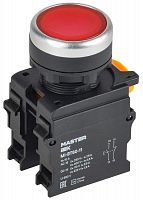 Кнопка d22мм 1НО+1НЗ MASTER красн. IEK MI-BT60-11-3-22-K04