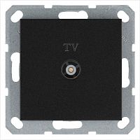 Розетка телевизионная оконечная TV Ф9.5мм механизм антрацит Jasmart G6001B