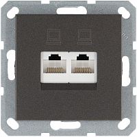 Розетка компьютерная 2-м RJ45 IP20 кат. 5E механизм мокко Jasmart G6106Z
