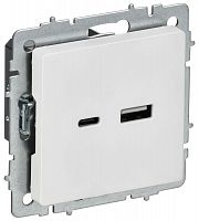 Розетка BRITE РЮ11-1-БрАБ 18Вт USB A+C механизм арктич. бел. IEK BR-U22-018-K91