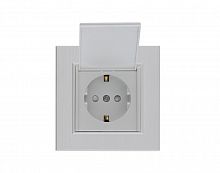 Розетка 1-м с крышкой Karea LINE STAR с заземл. жемчуж. Makel 86100029