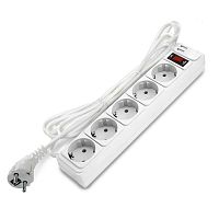 Удлинитель с сетевым фильтром 5х5м с заземл 10А 2.2кВт IP20 2хUSB ПВС 3х1 с выкл. бел. DOMTOK 2566