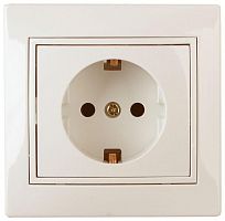 Розетка 1-м СП Plano 1-206-02 16А IP20 250В 2P+E Schuko защ. шторки сл. кость Intro Б0029846