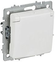 Розетка BRITE РСбш10-3-БрАБ 16А IP20 с заземл. защ. шторки с крышкой механизм арктич. бел. IEK BR-R16-16-K91