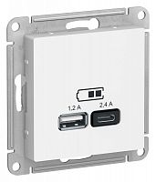 Розетка USB AtlasDesign тип A+C 5В/2.4А 2х5В/1.2А механизм лотос SE ATN001339