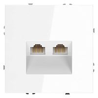Розетка компьютерная 2-м СП S70 RJ45 + RJ45 кат.6 механизм бел. глянцевый Voltum VLS060201