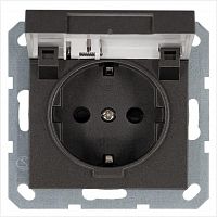 Розетка 1-м Shuko 16А IP20 с заземл. защ. шторки с крышкой механизм мокко Jasmart G5505Z