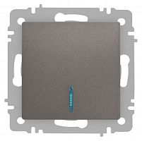 Выключатель Accent 6-102-09 с подсветкой 10А-250В IP20 СУ AL/CU титан Intro Б0063460